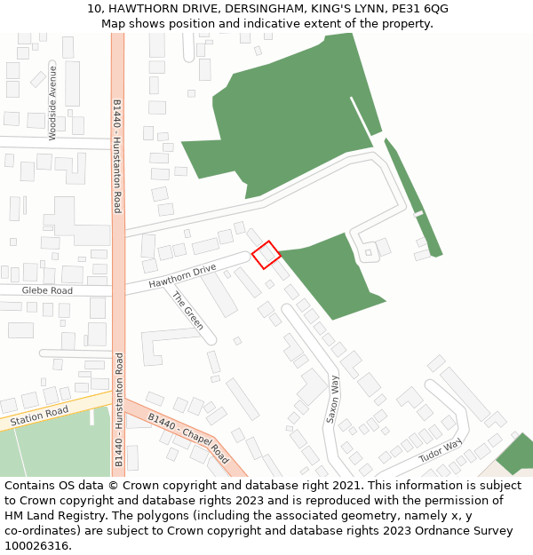 10, HAWTHORN DRIVE, DERSINGHAM, KING'S LYNN, PE31 6QG: Location map and indicative extent of plot