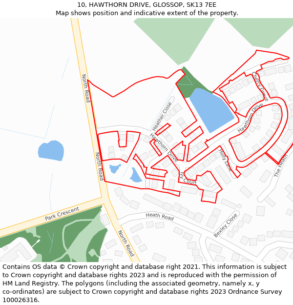 10, HAWTHORN DRIVE, GLOSSOP, SK13 7EE: Location map and indicative extent of plot