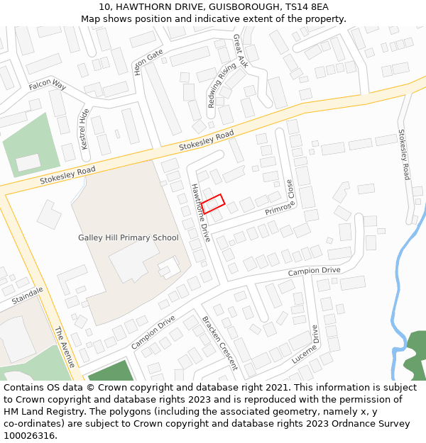 10, HAWTHORN DRIVE, GUISBOROUGH, TS14 8EA: Location map and indicative extent of plot