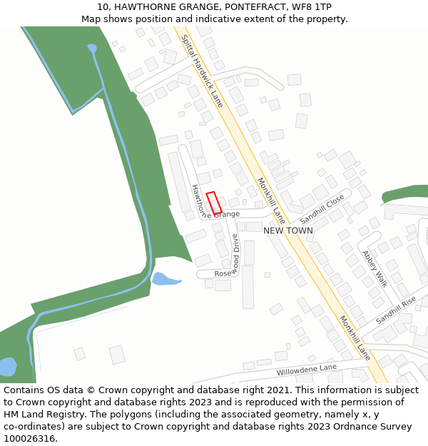 10, HAWTHORNE GRANGE, PONTEFRACT, WF8 1TP: Location map and indicative extent of plot