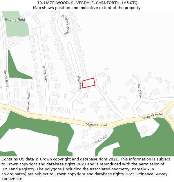 10, HAZELWOOD, SILVERDALE, CARNFORTH, LA5 0TQ: Location map and indicative extent of plot