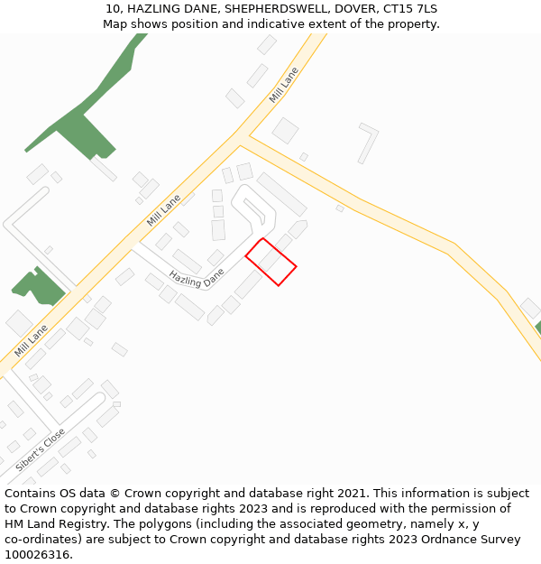 10, HAZLING DANE, SHEPHERDSWELL, DOVER, CT15 7LS: Location map and indicative extent of plot