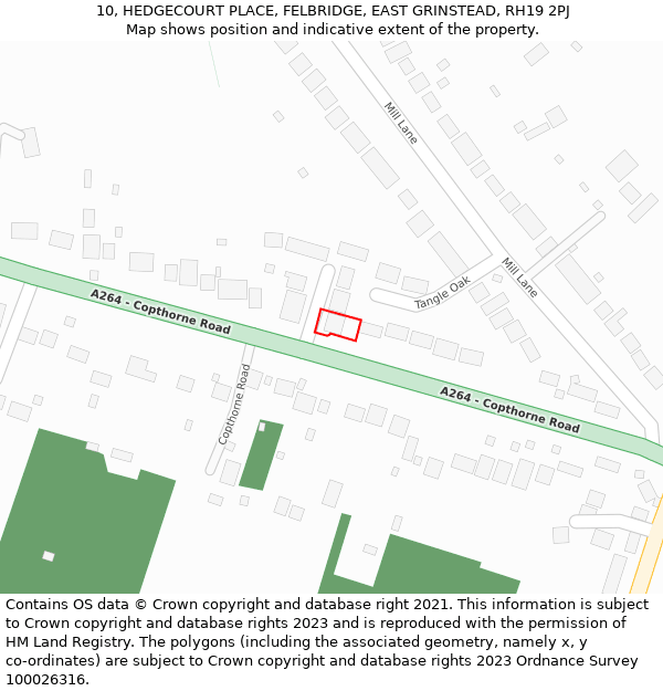 10, HEDGECOURT PLACE, FELBRIDGE, EAST GRINSTEAD, RH19 2PJ: Location map and indicative extent of plot