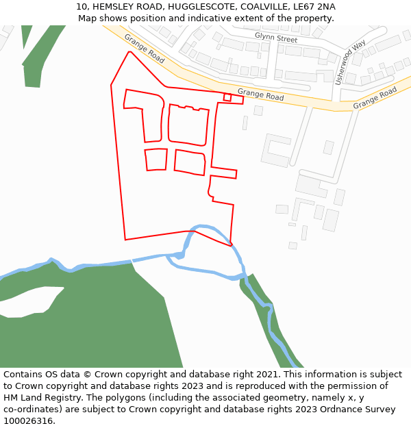 10, HEMSLEY ROAD, HUGGLESCOTE, COALVILLE, LE67 2NA: Location map and indicative extent of plot