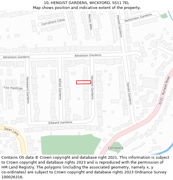 10, HENGIST GARDENS, WICKFORD, SS11 7EL: Location map and indicative extent of plot