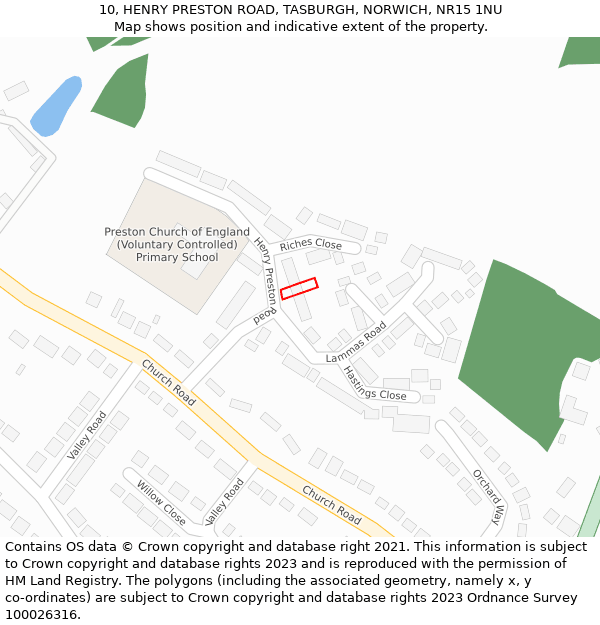 10, HENRY PRESTON ROAD, TASBURGH, NORWICH, NR15 1NU: Location map and indicative extent of plot