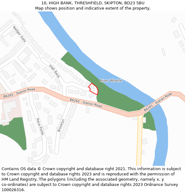10, HIGH BANK, THRESHFIELD, SKIPTON, BD23 5BU: Location map and indicative extent of plot