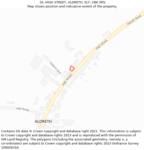 10, HIGH STREET, ALDRETH, ELY, CB6 3PQ: Location map and indicative extent of plot