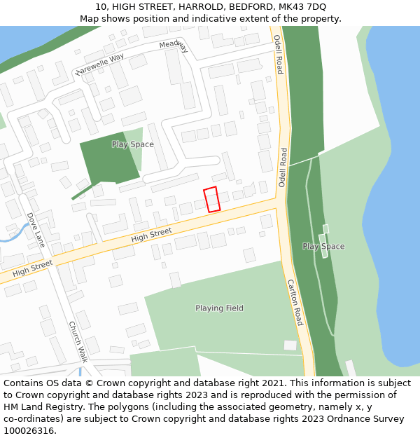 10, HIGH STREET, HARROLD, BEDFORD, MK43 7DQ: Location map and indicative extent of plot