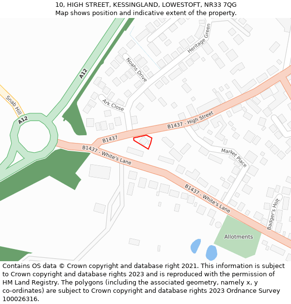 10, HIGH STREET, KESSINGLAND, LOWESTOFT, NR33 7QG: Location map and indicative extent of plot