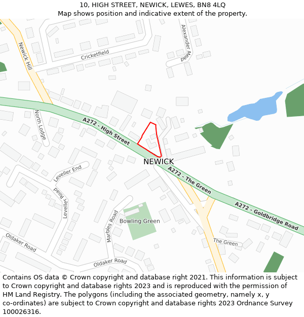 10, HIGH STREET, NEWICK, LEWES, BN8 4LQ: Location map and indicative extent of plot