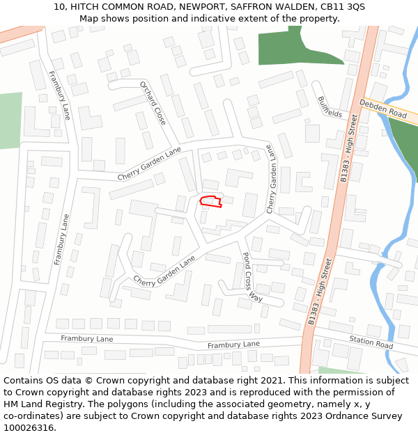 10, HITCH COMMON ROAD, NEWPORT, SAFFRON WALDEN, CB11 3QS: Location map and indicative extent of plot