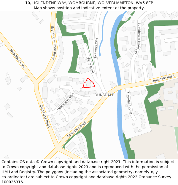 10, HOLENDENE WAY, WOMBOURNE, WOLVERHAMPTON, WV5 8EP: Location map and indicative extent of plot
