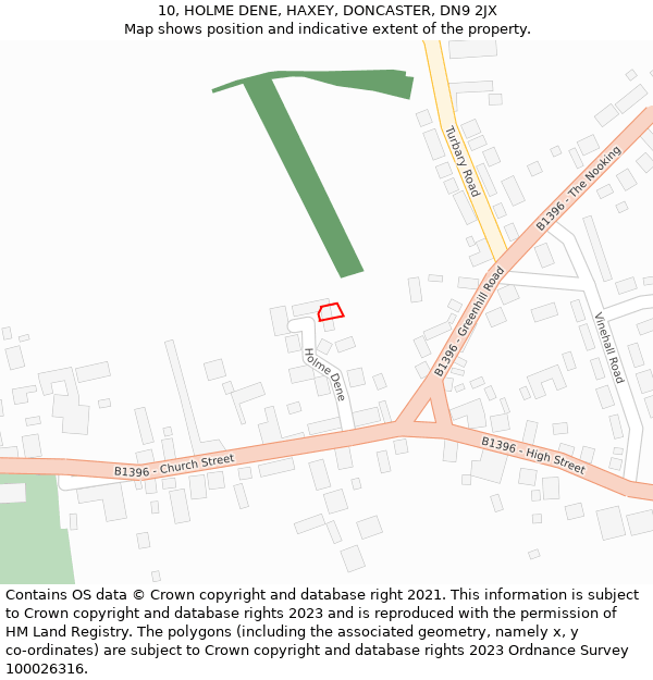 10, HOLME DENE, HAXEY, DONCASTER, DN9 2JX: Location map and indicative extent of plot