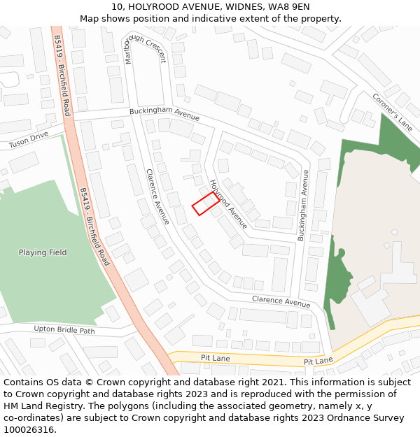 10, HOLYROOD AVENUE, WIDNES, WA8 9EN: Location map and indicative extent of plot
