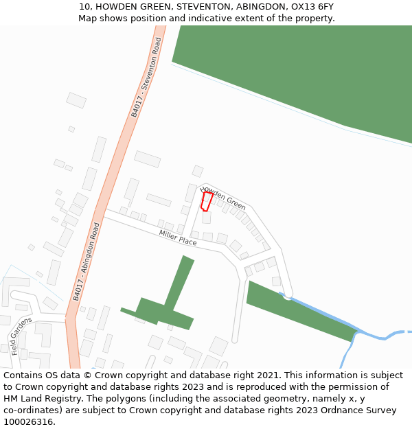 10, HOWDEN GREEN, STEVENTON, ABINGDON, OX13 6FY: Location map and indicative extent of plot