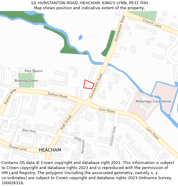 10, HUNSTANTON ROAD, HEACHAM, KING'S LYNN, PE31 7HH: Location map and indicative extent of plot