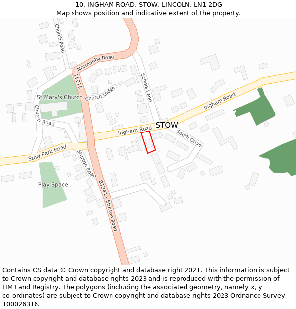 10, INGHAM ROAD, STOW, LINCOLN, LN1 2DG: Location map and indicative extent of plot