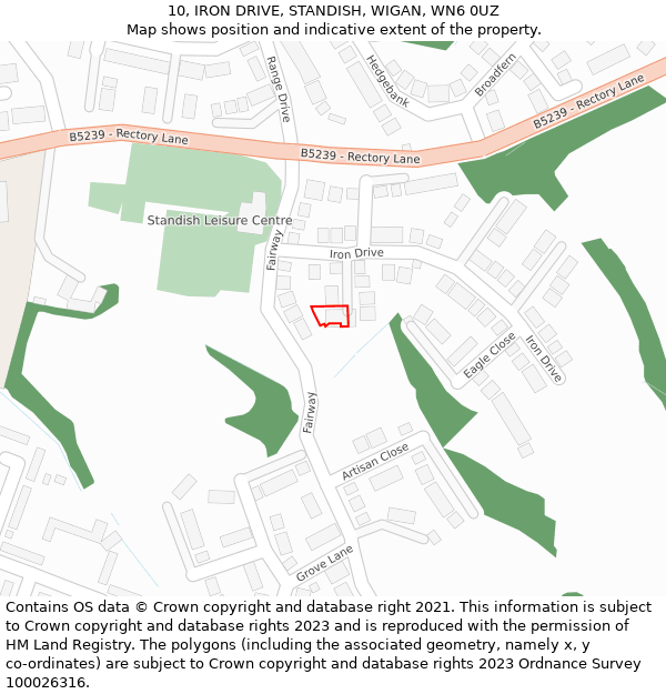 10, IRON DRIVE, STANDISH, WIGAN, WN6 0UZ: Location map and indicative extent of plot