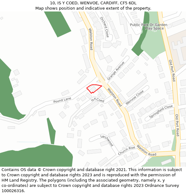 10, IS Y COED, WENVOE, CARDIFF, CF5 6DL: Location map and indicative extent of plot