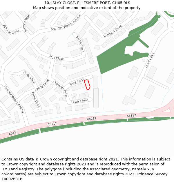 10, ISLAY CLOSE, ELLESMERE PORT, CH65 9LS: Location map and indicative extent of plot