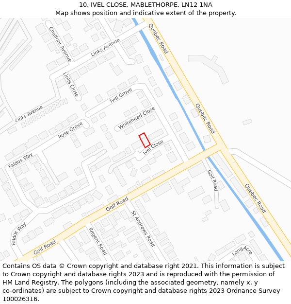 10, IVEL CLOSE, MABLETHORPE, LN12 1NA: Location map and indicative extent of plot