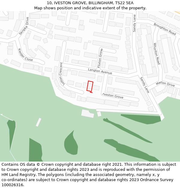 10, IVESTON GROVE, BILLINGHAM, TS22 5EA: Location map and indicative extent of plot