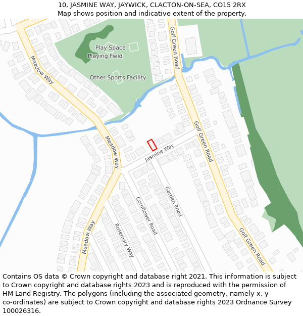 10, JASMINE WAY, JAYWICK, CLACTON-ON-SEA, CO15 2RX: Location map and indicative extent of plot