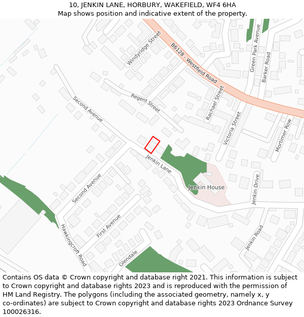 10, JENKIN LANE, HORBURY, WAKEFIELD, WF4 6HA: Location map and indicative extent of plot