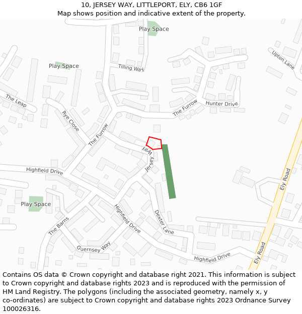 10, JERSEY WAY, LITTLEPORT, ELY, CB6 1GF: Location map and indicative extent of plot