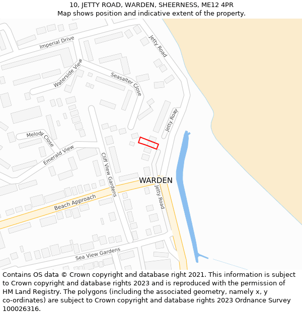 10, JETTY ROAD, WARDEN, SHEERNESS, ME12 4PR: Location map and indicative extent of plot