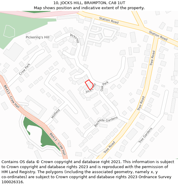 10, JOCKS HILL, BRAMPTON, CA8 1UT: Location map and indicative extent of plot