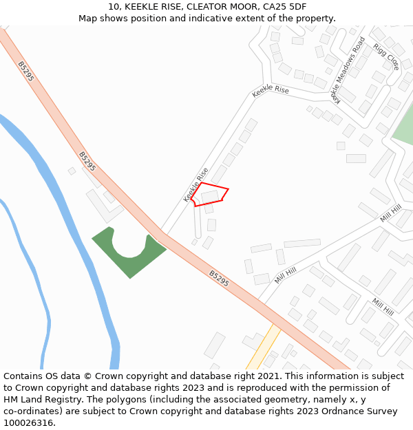 10, KEEKLE RISE, CLEATOR MOOR, CA25 5DF: Location map and indicative extent of plot