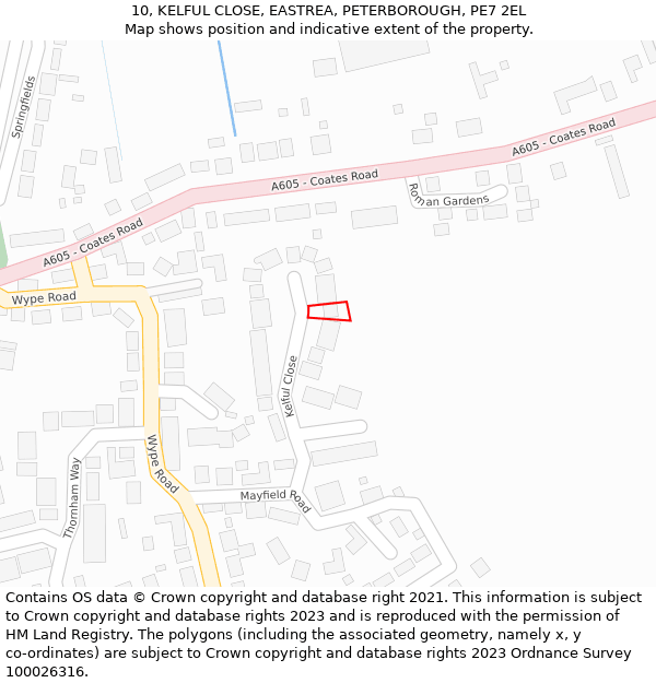 10, KELFUL CLOSE, EASTREA, PETERBOROUGH, PE7 2EL: Location map and indicative extent of plot