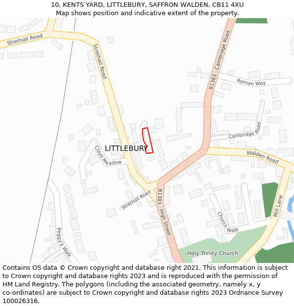 10, KENTS YARD, LITTLEBURY, SAFFRON WALDEN, CB11 4XU: Location map and indicative extent of plot