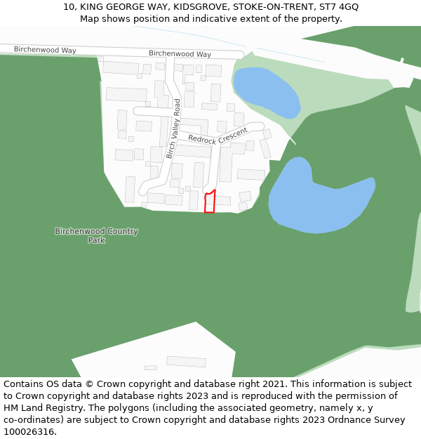 10, KING GEORGE WAY, KIDSGROVE, STOKE-ON-TRENT, ST7 4GQ: Location map and indicative extent of plot