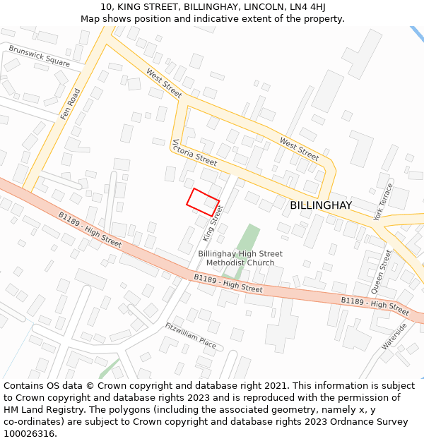 10, KING STREET, BILLINGHAY, LINCOLN, LN4 4HJ: Location map and indicative extent of plot