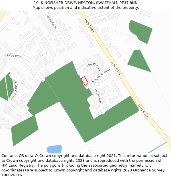 10, KINGFISHER DRIVE, NECTON, SWAFFHAM, PE37 8NN: Location map and indicative extent of plot