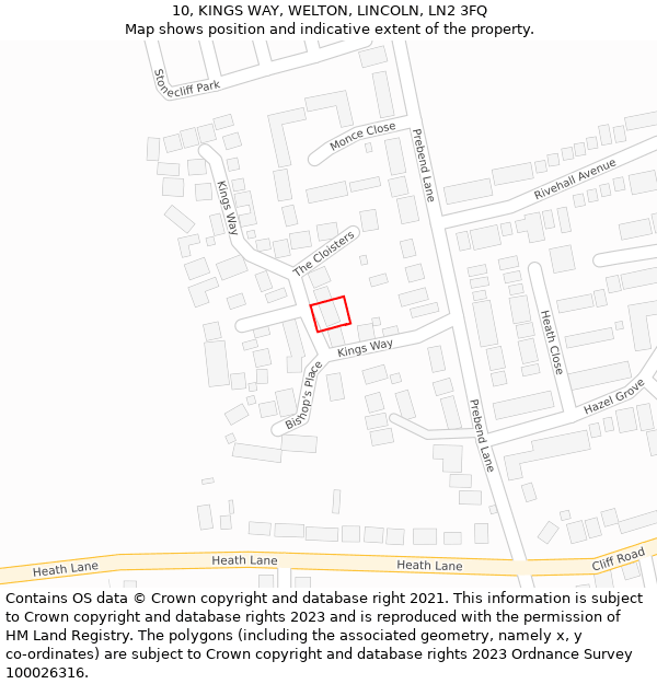 10, KINGS WAY, WELTON, LINCOLN, LN2 3FQ: Location map and indicative extent of plot
