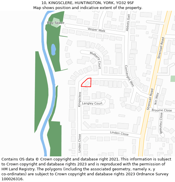 10, KINGSCLERE, HUNTINGTON, YORK, YO32 9SF: Location map and indicative extent of plot