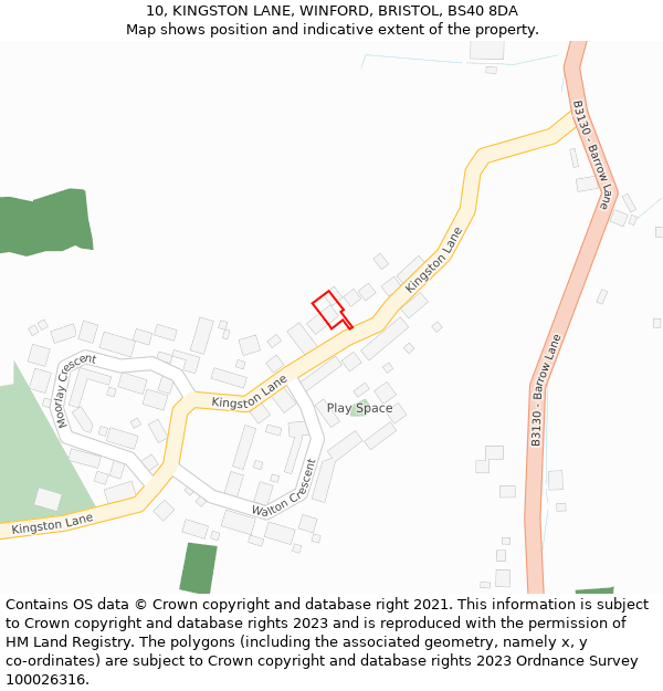 10, KINGSTON LANE, WINFORD, BRISTOL, BS40 8DA: Location map and indicative extent of plot