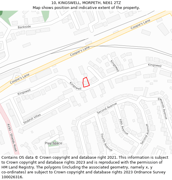 10, KINGSWELL, MORPETH, NE61 2TZ: Location map and indicative extent of plot