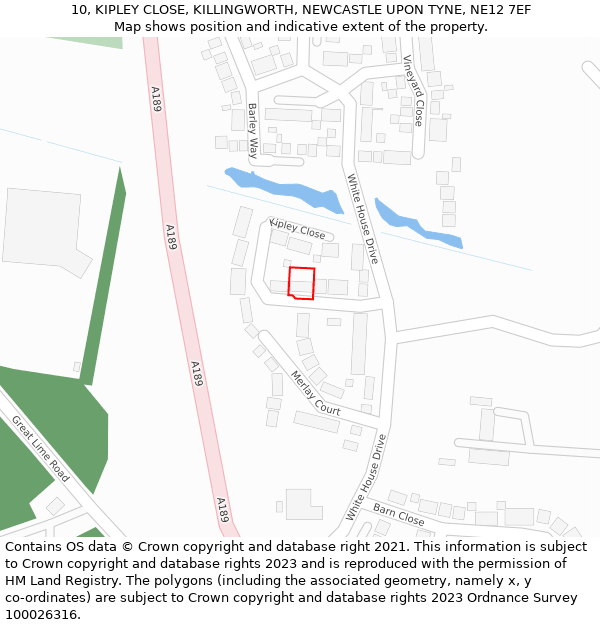 10, KIPLEY CLOSE, KILLINGWORTH, NEWCASTLE UPON TYNE, NE12 7EF: Location map and indicative extent of plot