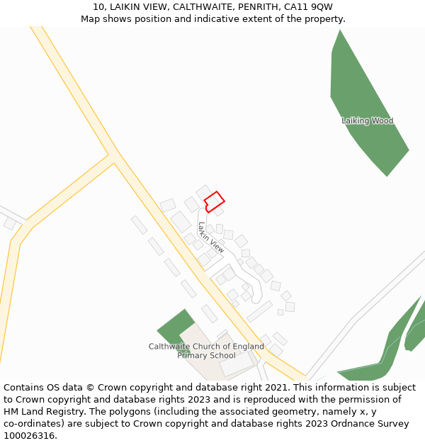 10, LAIKIN VIEW, CALTHWAITE, PENRITH, CA11 9QW: Location map and indicative extent of plot