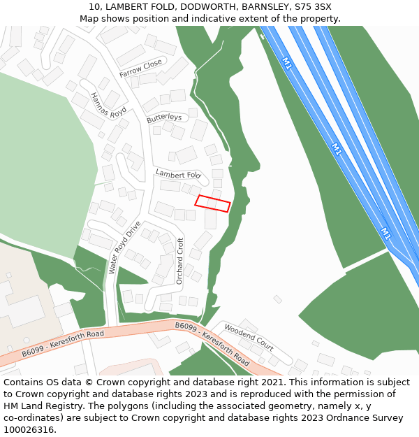 10, LAMBERT FOLD, DODWORTH, BARNSLEY, S75 3SX: Location map and indicative extent of plot