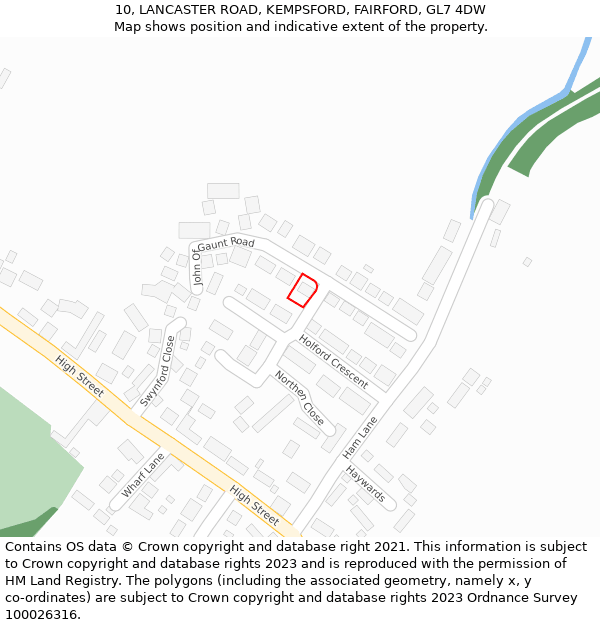 10, LANCASTER ROAD, KEMPSFORD, FAIRFORD, GL7 4DW: Location map and indicative extent of plot