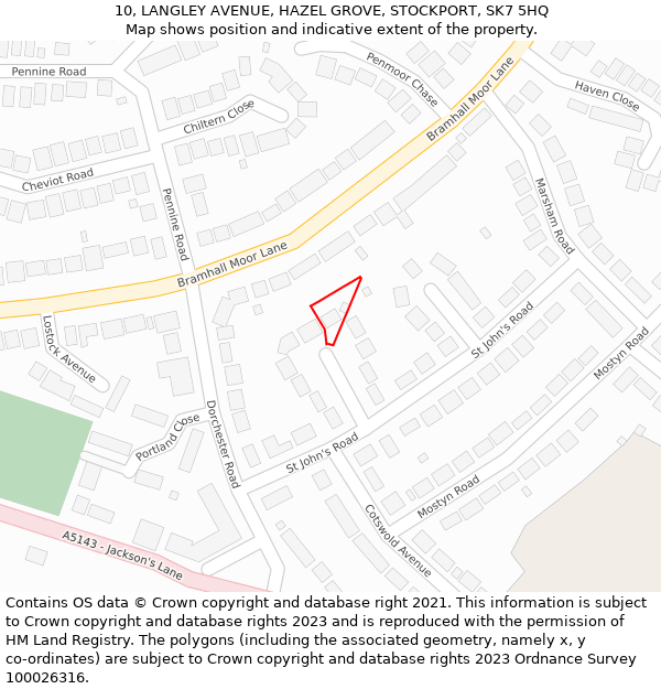 10, LANGLEY AVENUE, HAZEL GROVE, STOCKPORT, SK7 5HQ: Location map and indicative extent of plot