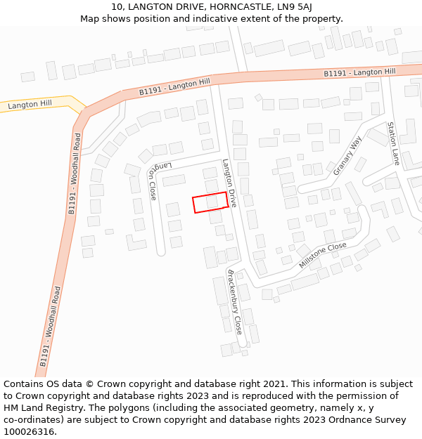 10, LANGTON DRIVE, HORNCASTLE, LN9 5AJ: Location map and indicative extent of plot