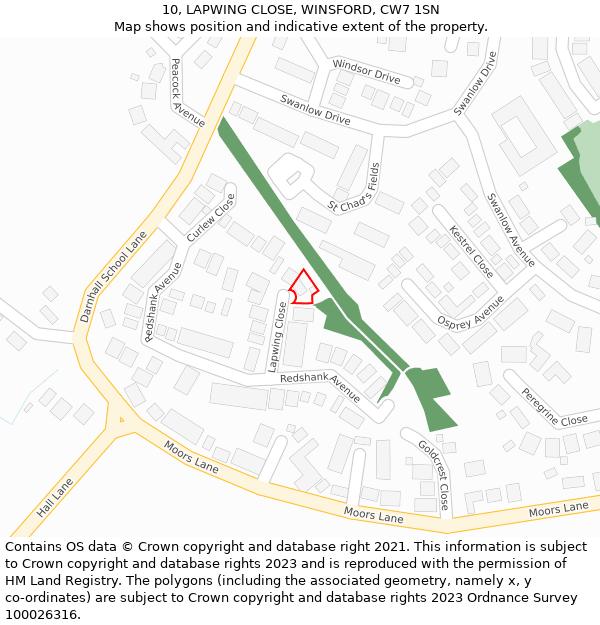 10, LAPWING CLOSE, WINSFORD, CW7 1SN: Location map and indicative extent of plot