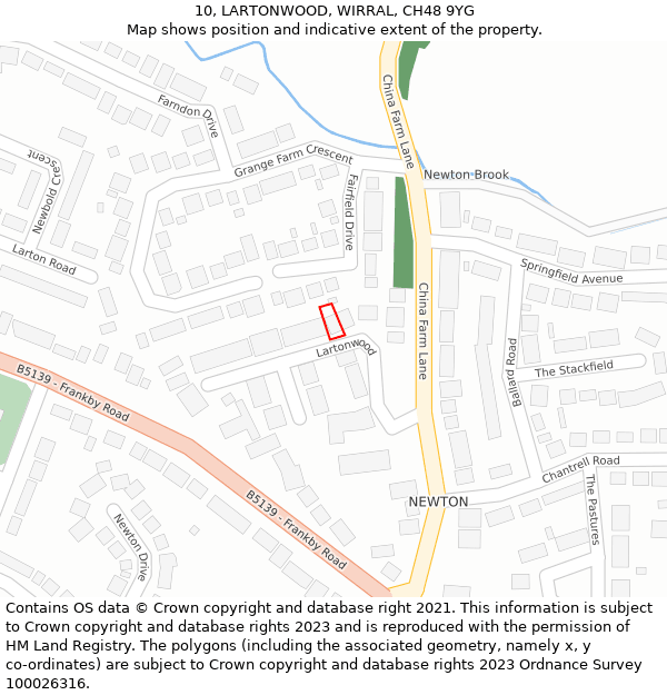 10, LARTONWOOD, WIRRAL, CH48 9YG: Location map and indicative extent of plot